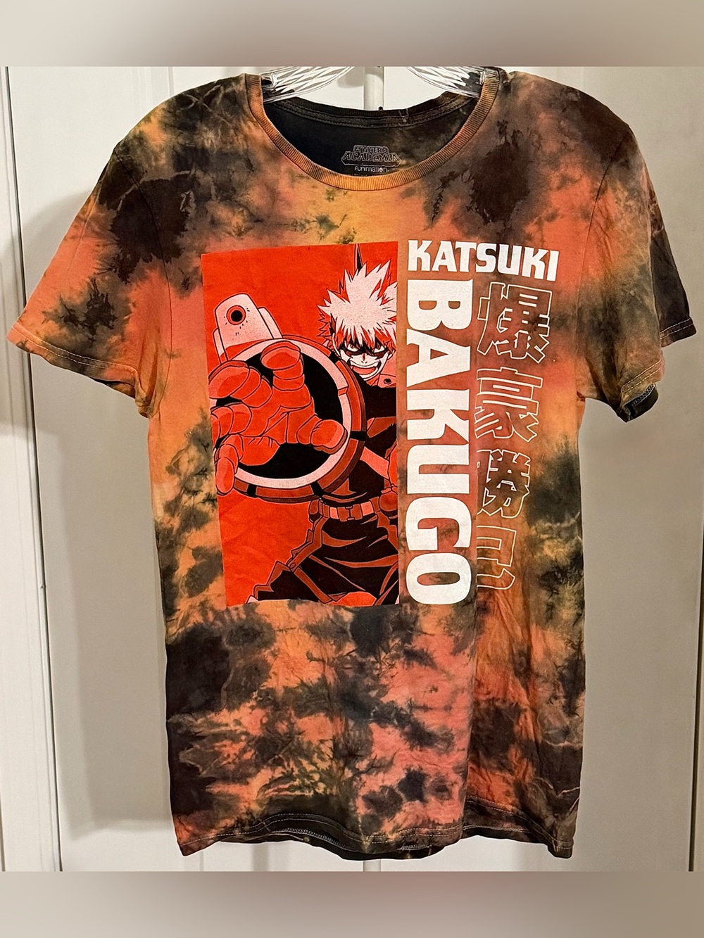 My Hero Academia Bakugo Graphic Tie Dye Tee Orange Black Anime Shirt